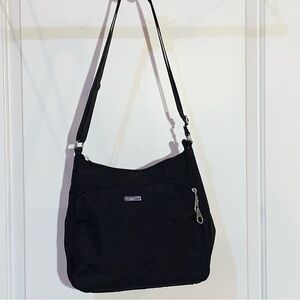 Baggallini Hobo Tote Bag Crossbody Purse Nylon Satchel Black Pocket